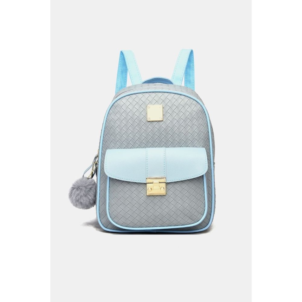 PU Leather Backpack with Pom-Pom Pendant